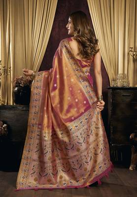 pink color smart silk blend woven designer sophisticated ceremonial saree 2