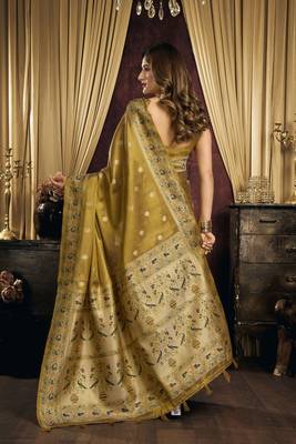 brown color smart silk blend woven designer sophisticated ceremonial saree 2
