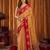 brown color smart and ethnic soft tissue woven designer saree