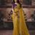 mustard color heavy work rich wedding reception organza fabric saree