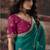 teal color heavy work rich wedding reception bemberg fabric saree