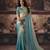 sky blue color heavy work rich wedding reception fendy satin fabric saree