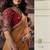 orange color heavy work rich wedding reception organza fabric saree