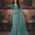 blue color heavy work rich wedding reception organza fabric saree