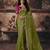 mahendi color heavy work rich wedding reception organza fabric saree
