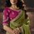 mahendi color heavy work rich wedding reception organza fabric saree