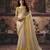 beige color heavy work rich wedding reception satin patta fabric saree