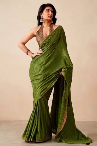 green color beautiful woven designer tissue fabric saree