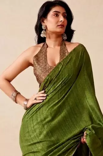 green color beautiful woven designer tissue fabric saree