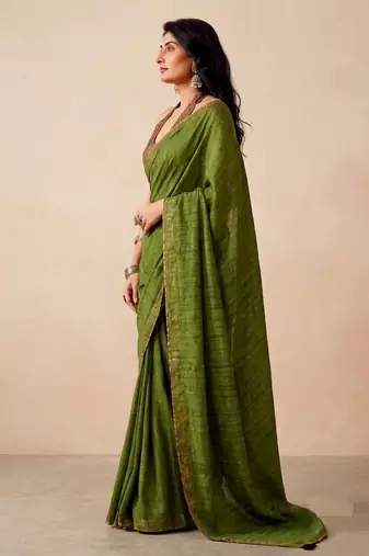 green color beautiful woven designer tissue fabric saree