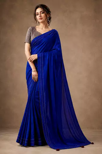 blue color beautiful woven designer tissue fabric saree