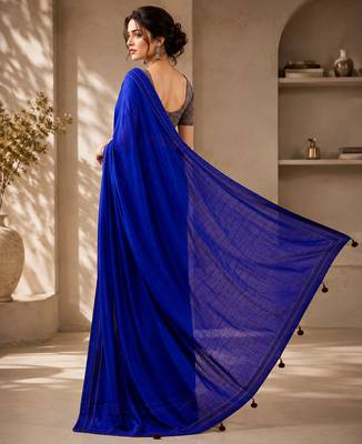 blue color beautiful woven designer tissue fabric saree 2