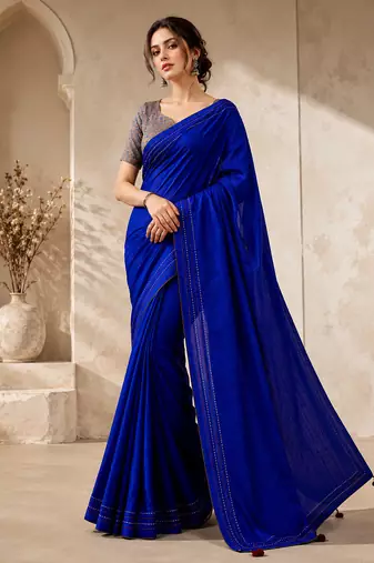 blue color beautiful woven designer tissue fabric saree