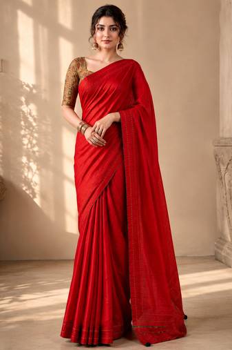 red color beautiful woven designer tissue fabric saree