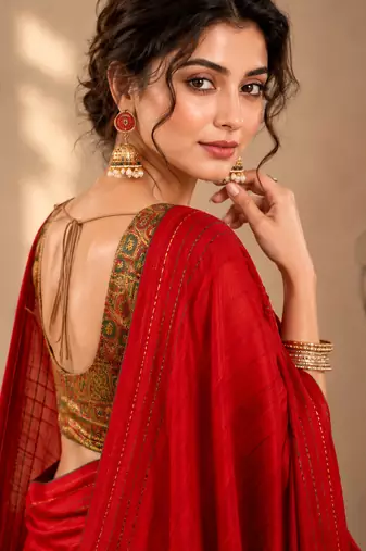 red color beautiful woven designer tissue fabric saree