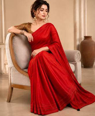 red color beautiful woven designer tissue fabric saree 4