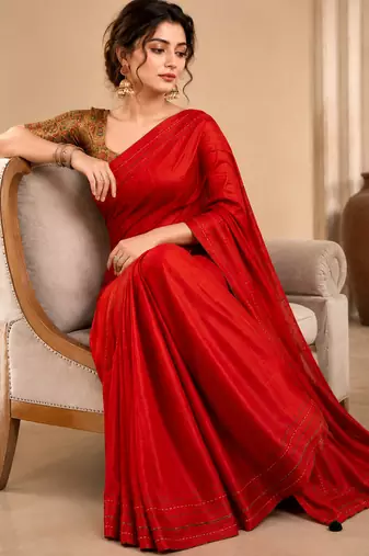 red color beautiful woven designer tissue fabric saree