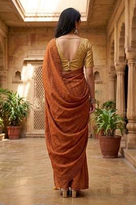rust color beautiful woven designer tissue fabric saree 2