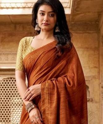 rust color beautiful woven designer tissue fabric saree 3