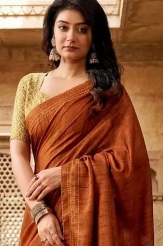 rust color beautiful woven designer tissue fabric saree