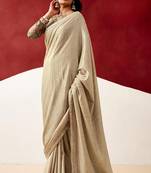 beige color beautiful woven designer tissue fabric saree