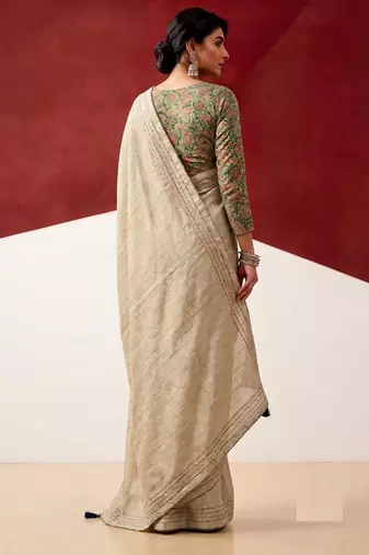 beige color beautiful woven designer tissue fabric saree