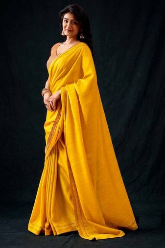 yellow color beautiful woven designer tissue fabric saree