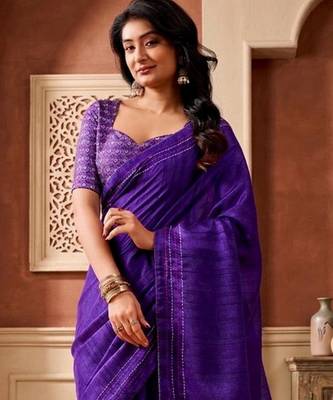 violet color beautiful woven designer tissue fabric saree 3