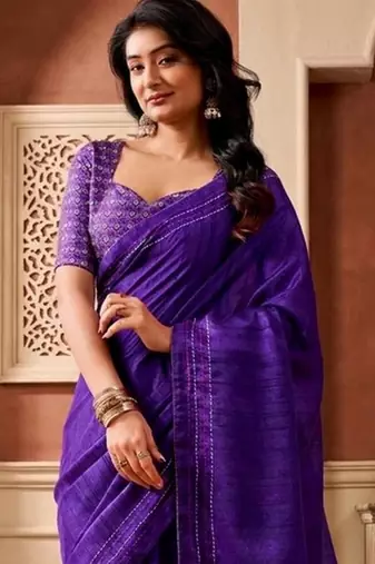 violet color beautiful woven designer tissue fabric saree