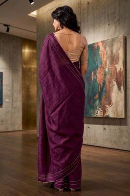 purple color beautiful woven designer tissue fabric saree 1