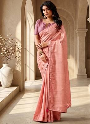 peach color beautiful woven designer tissue fabric saree 1