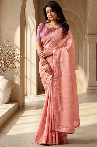 peach color beautiful woven designer tissue fabric saree