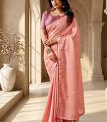 peach color beautiful woven designer tissue fabric saree
