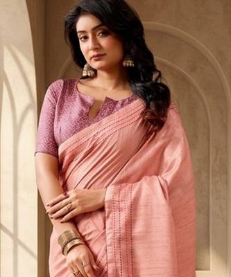 peach color beautiful woven designer tissue fabric saree 3