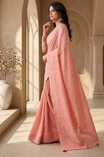 peach color beautiful woven designer tissue fabric saree