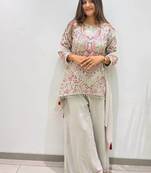 grey color embroidered and sequence wrok georgette salwar suit