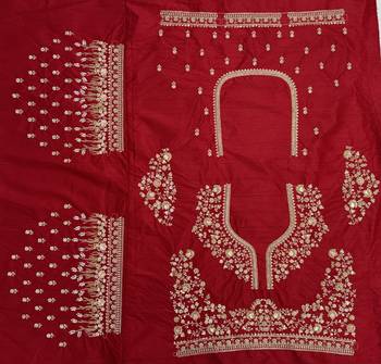 Red color Beads Handwork Motif Work Dori Embroidered Zari and Sequence work silk blend Lehenga choli set 5