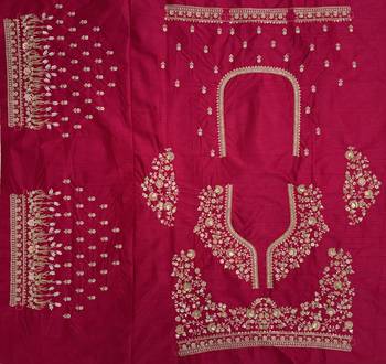Pink color Beads Handwork Motif Work Dori Embroidered Zari and Sequence work silk blend Lehenga choli set 5