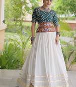 Women’s Navratri Special Cora Cotton Bandhej Lehenga Choli with Gamthi Embroidery, Gota Patti & Lace Work
