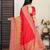 Premium red  row pashmina silk blend party wear saree with blouse