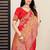 Premium red  row pashmina silk blend party wear saree with blouse