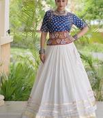 Navratri Cora Cotton Bandhej Lehenga Choli with Gamthi Embroidery Gota Patti & Lace Work - free size