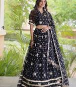 Navratri Bandhej Print Faux Georgette Lehenga Choli with Sequins Zari Embroidery & Gota Lace - free size