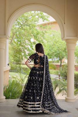 Navratri Bandhej Print Faux Georgette Lehenga Choli with Sequins Zari Embroidery & Gota Lace - free size 2