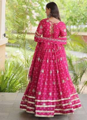 Navratri Bandhej Print Faux Georgette Lehenga Choli with Sequins Zari Embroidery & Gota Lace - free size 2