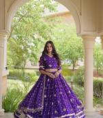 Navratri Bandhej Print Faux Georgette Lehenga Choli with Sequins Zari Embroidery & Gota Lace - free size