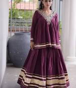 Navratri Kora Cotton Lehenga Choli with Zari Gota Patti & Real Mirror Work - free size