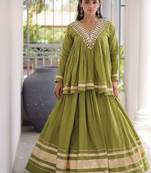 Navratri Kora Cotton Lehenga Choli with Zari Gota Patti & Real Mirror Work - free size