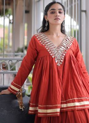 Navratri Special Women’s Kora Cotton Lehenga Choli with Zari Gota Patti & Real Mirror Work 4