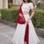 Navratri White Viscose Jacquard Lehenga Choli with Zari Work & Contrast Dupatta - free size